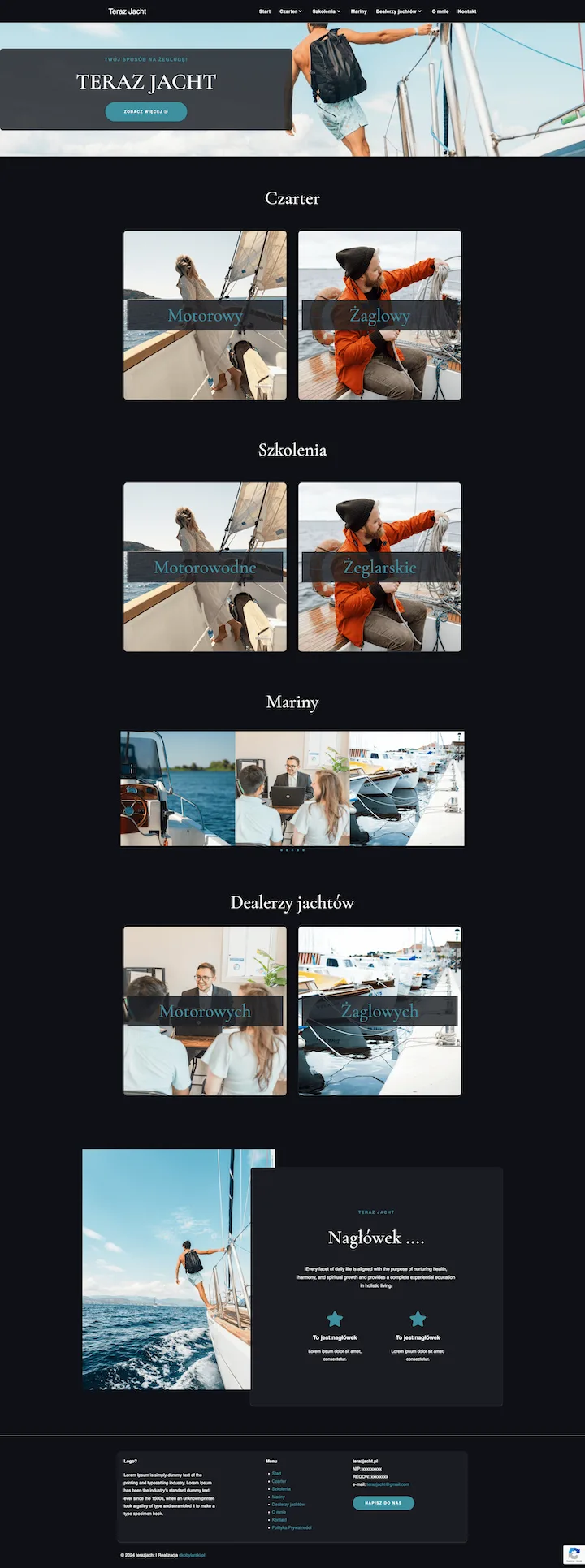 Strona internetowa Teraz Jacht – projekt wykonany przez DevStrony