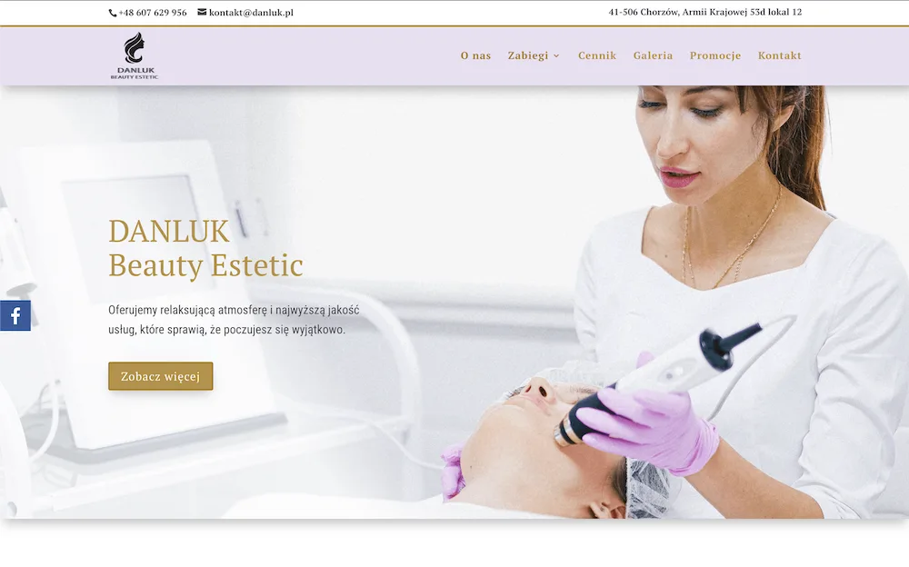 Strona internetowa Danluk Beauty – nowoczesny lifting wizualny serwisu wykonany przez DevStrony.